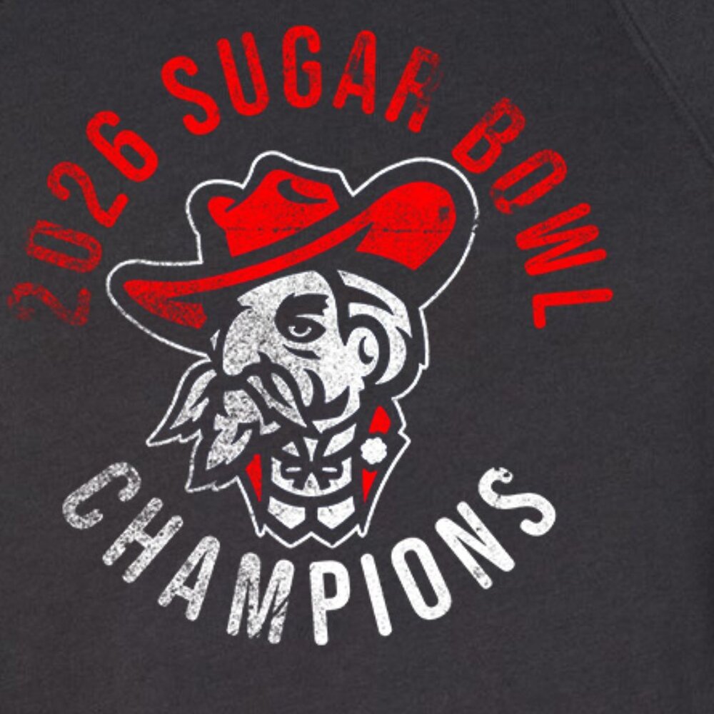 2026 Sugar Bowl Champions Ole Miss Raglan Sweatshirt BLACK HEATHER